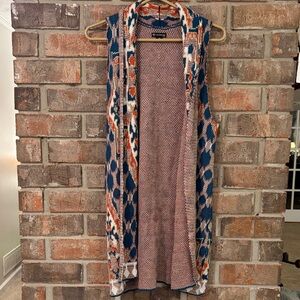 New Directions Blue and Orange Patterned Vest